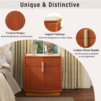 Nightstand with 2 Drawers and Vertical Stripe Design