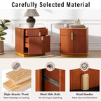 Nightstand with 2 Drawers and Vertical Stripe Design