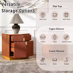 Nightstand with 2 Drawers and Vertical Stripe Design