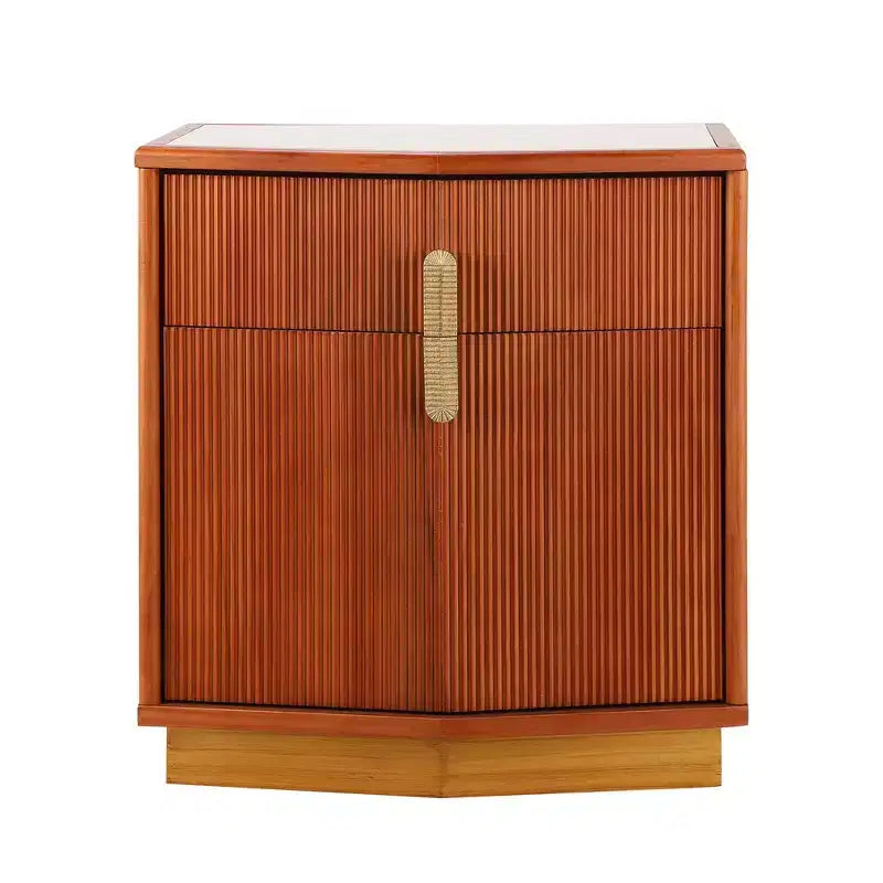 Nightstand with 2 Drawers and Vertical Stripe Design