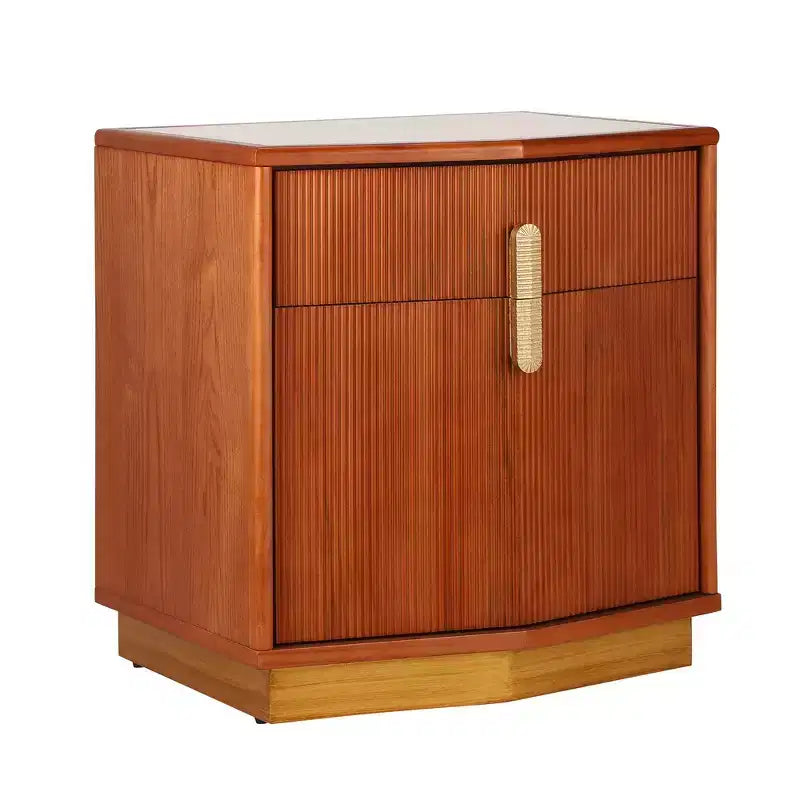 Nightstand with 2 Drawers and Vertical Stripe Design