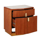 Nightstand with 2 Drawers and Vertical Stripe Design