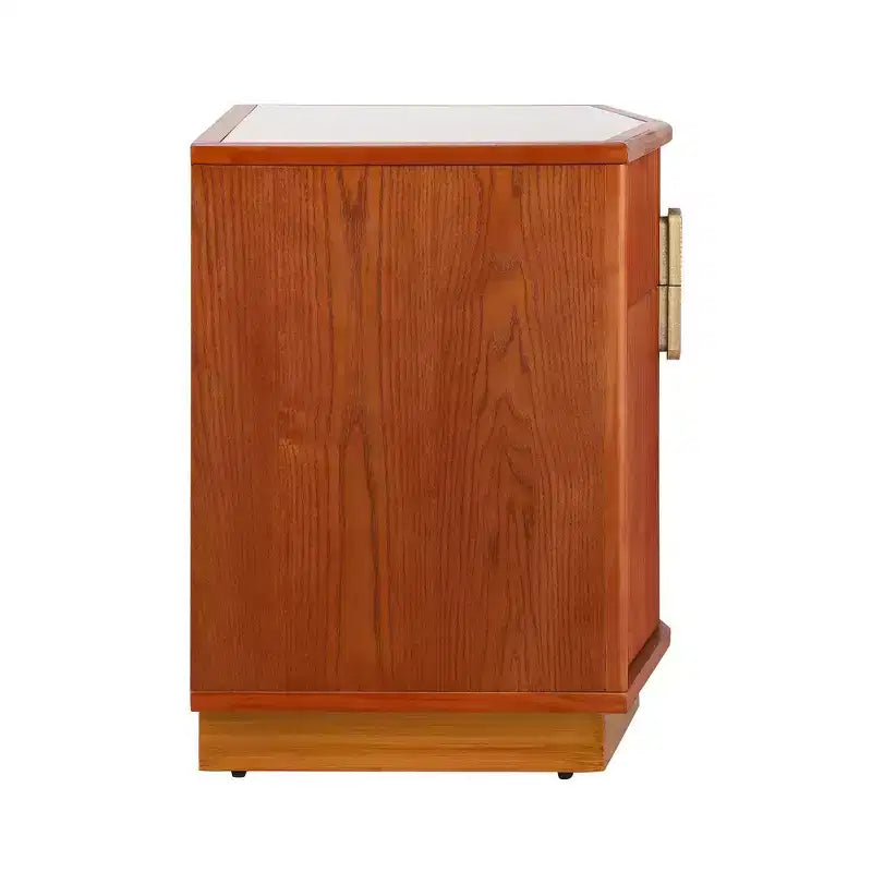 Nightstand with 2 Drawers and Vertical Stripe Design