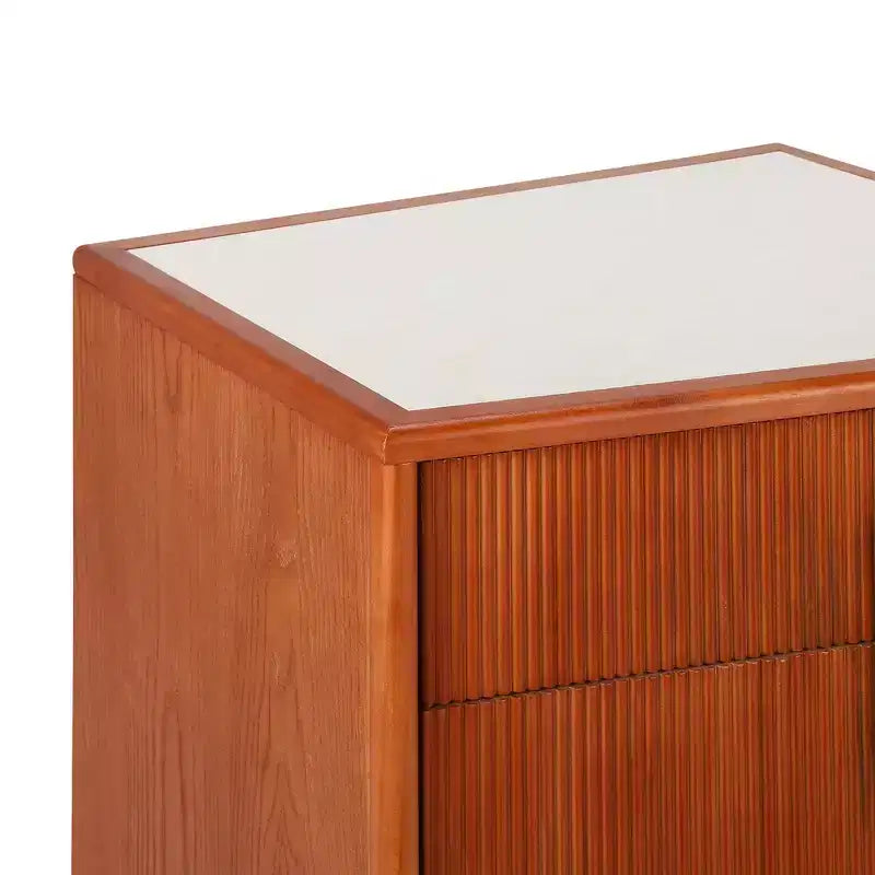 Nightstand with 2 Drawers and Vertical Stripe Design