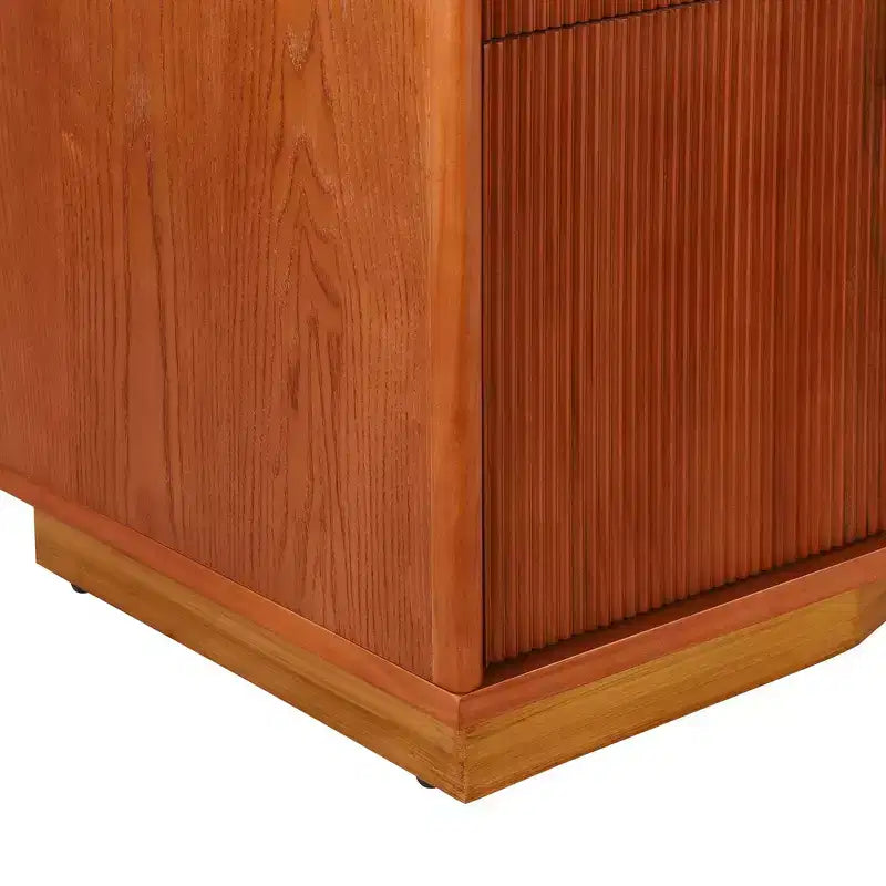 Nightstand with 2 Drawers and Vertical Stripe Design