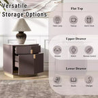 Nightstand with 2 Drawers and Vertical Stripe Design