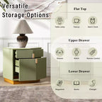 Nightstand with 2 Drawers and Vertical Stripe Design