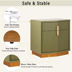 Nightstand with 2 Drawers and Vertical Stripe Design
