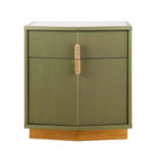 Nightstand with 2 Drawers and Vertical Stripe Design