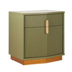 Nightstand with 2 Drawers and Vertical Stripe Design