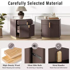 Nightstand with 2 Drawers and Vertical Stripe Design