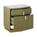 Nightstand with 2 Drawers and Vertical Stripe Design