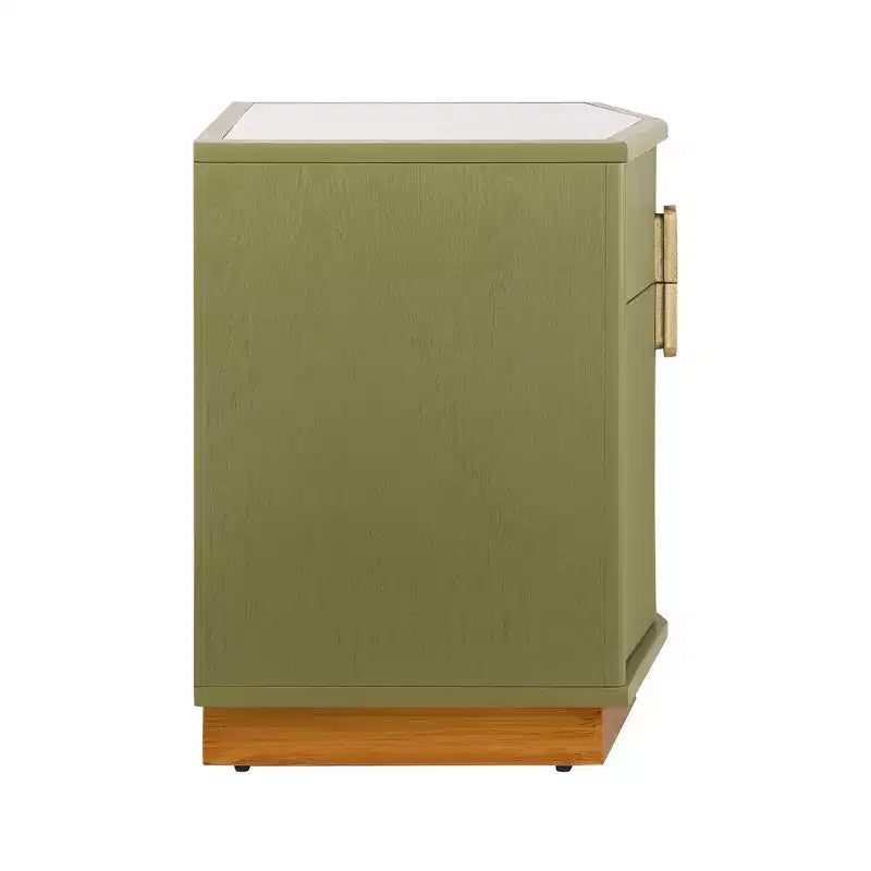 Nightstand with 2 Drawers and Vertical Stripe Design