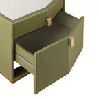Nightstand with 2 Drawers and Vertical Stripe Design