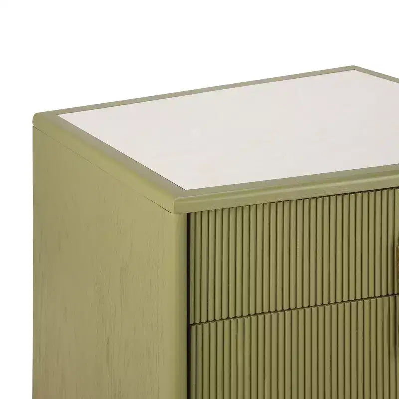 Nightstand with 2 Drawers and Vertical Stripe Design
