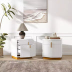 Nightstand with 2 Drawers and Vertical Stripe Design