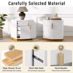 Nightstand with 2 Drawers and Vertical Stripe Design