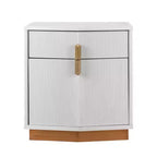 Nightstand with 2 Drawers and Vertical Stripe Design