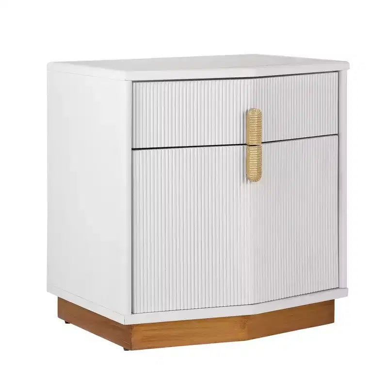 Nightstand with 2 Drawers and Vertical Stripe Design
