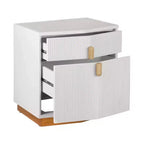 Nightstand with 2 Drawers and Vertical Stripe Design