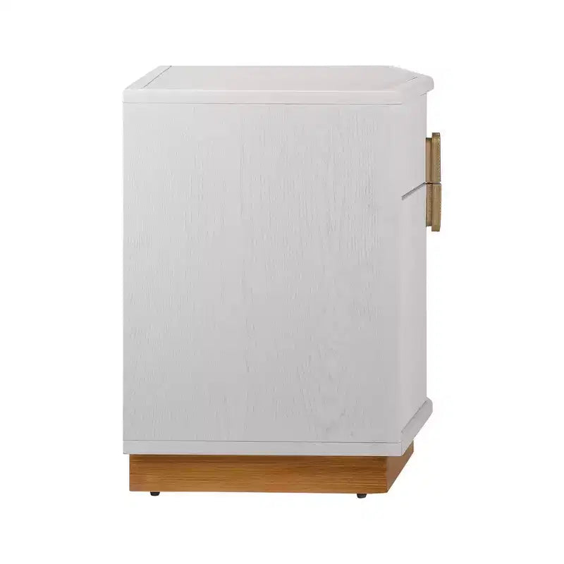 Nightstand with 2 Drawers and Vertical Stripe Design