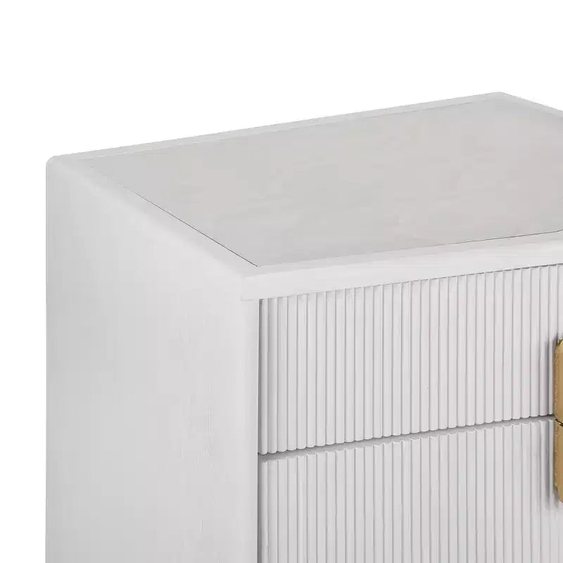 Nightstand with 2 Drawers and Vertical Stripe Design