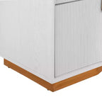 Nightstand with 2 Drawers and Vertical Stripe Design