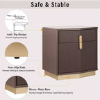 Nightstand with 2 Drawers and Vertical Stripe Design