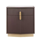 Nightstand with 2 Drawers and Vertical Stripe Design
