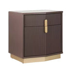 Nightstand with 2 Drawers and Vertical Stripe Design