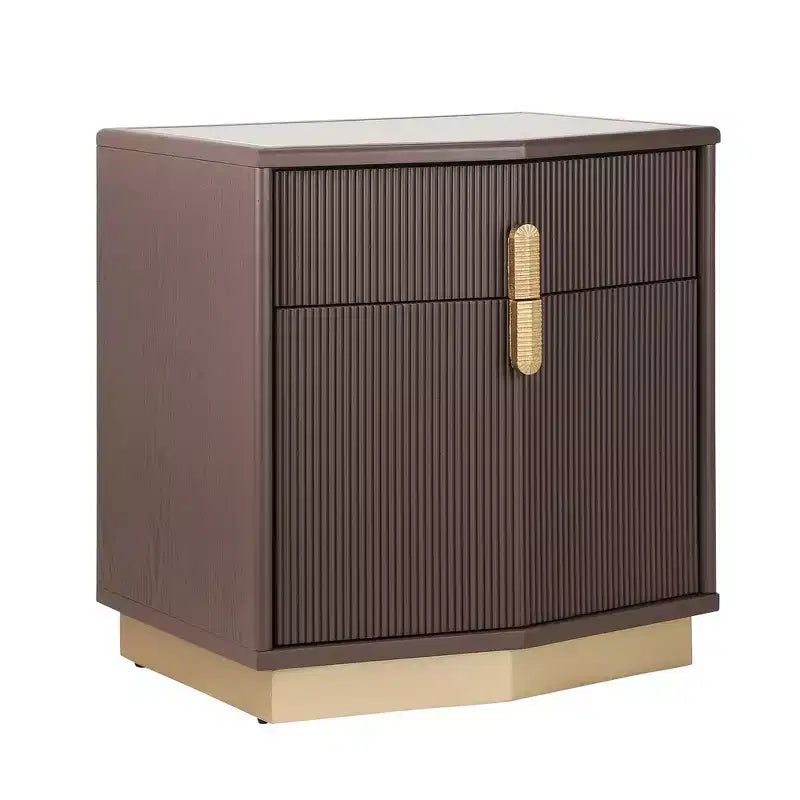 Nightstand with 2 Drawers and Vertical Stripe Design