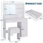 Set da toeletta con sgabello e specchio a LED