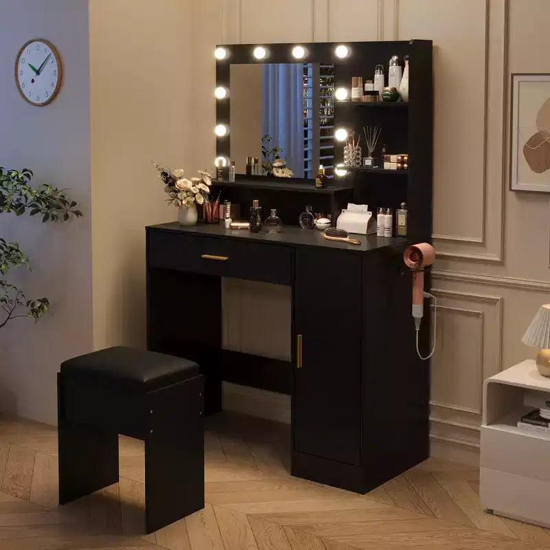 Set da toeletta con sgabello e specchio a LED