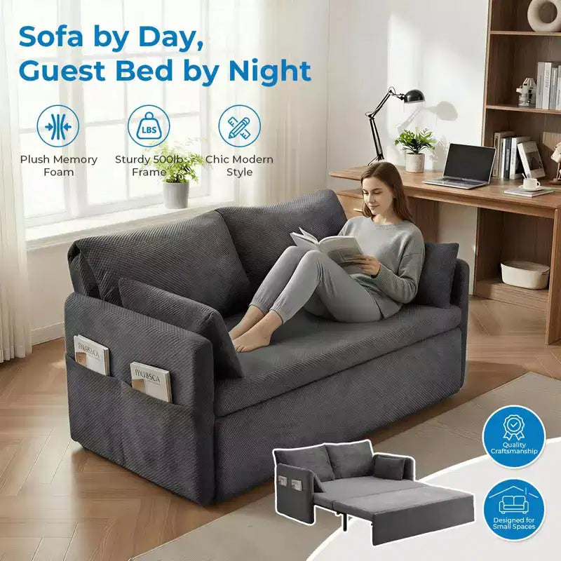 Divano letto convertibile con schienale regolabile, Bubble Fleece