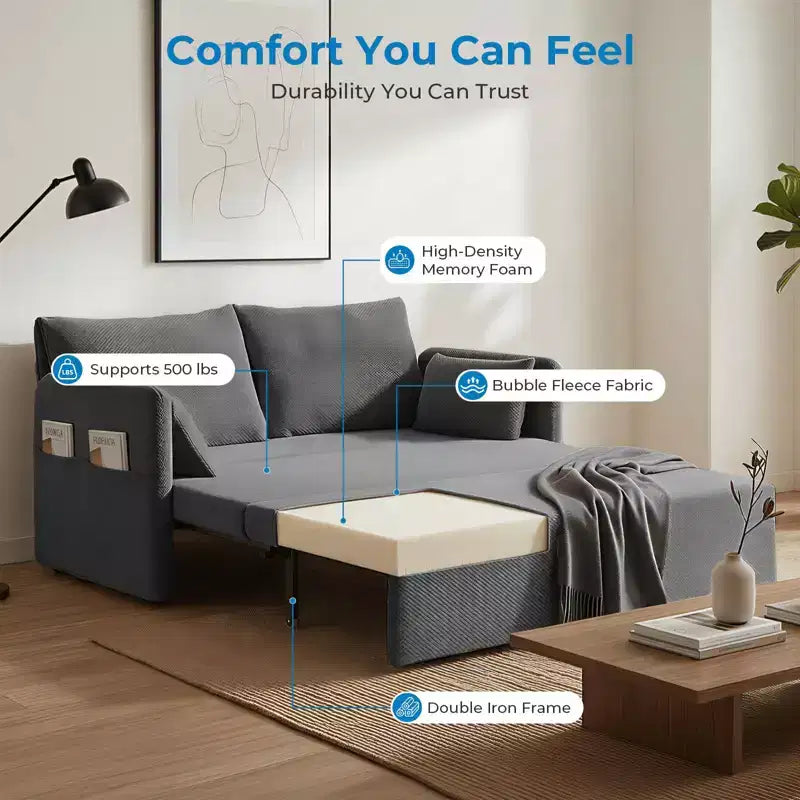 Divano letto convertibile con schienale regolabile, Bubble Fleece