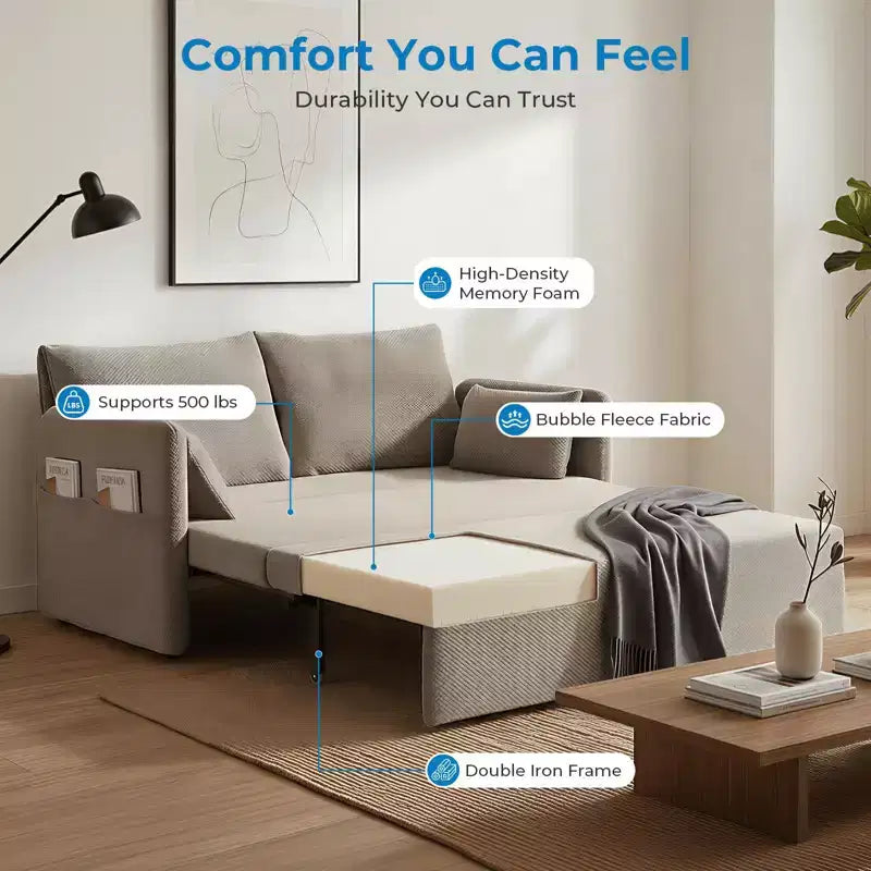 Divano letto convertibile con schienale regolabile, Bubble Fleece