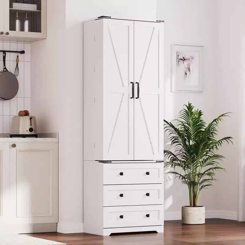 Dispensa da Cucina Autoportante da 72 Pollici con Cassetti e Ripiani Regolabili