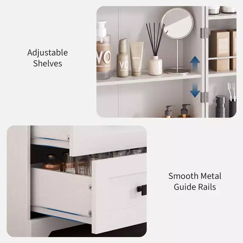 Dispensa da Cucina Autoportante da 72 Pollici con Cassetti e Ripiani Regolabili