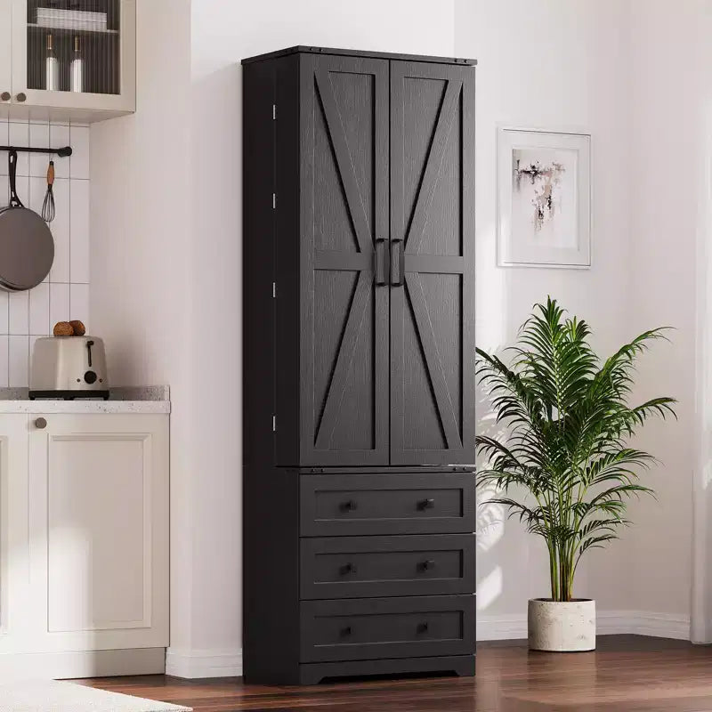72-Inch Freestanding Kitchen Pantry Cabinet with Drawers and Adjustable Shelves