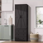 72 Tall Kitchen Pantry Cabinet, Freestanding Large Storage Cupboard with 3 Drawers & Adjustable Shelves, Farmhouse Organizer for Living Room&Kitchen