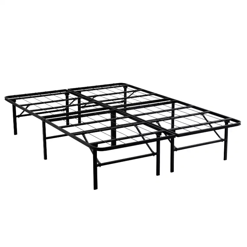 Folding Metal Platform Bed Frame with Underbed Storage, No Box Spring Needed, Queen/King Size