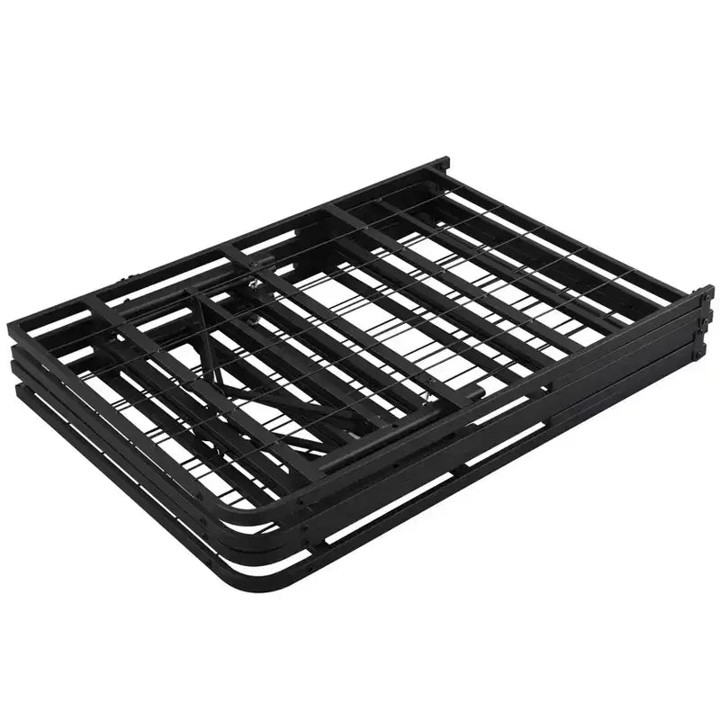 Folding Metal Platform Bed Frame with Underbed Storage, No Box Spring Needed, Queen/King Size