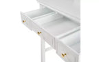 Toeletta con specchio reversibile, 5 cassetti e sgabello abbinato, bianco