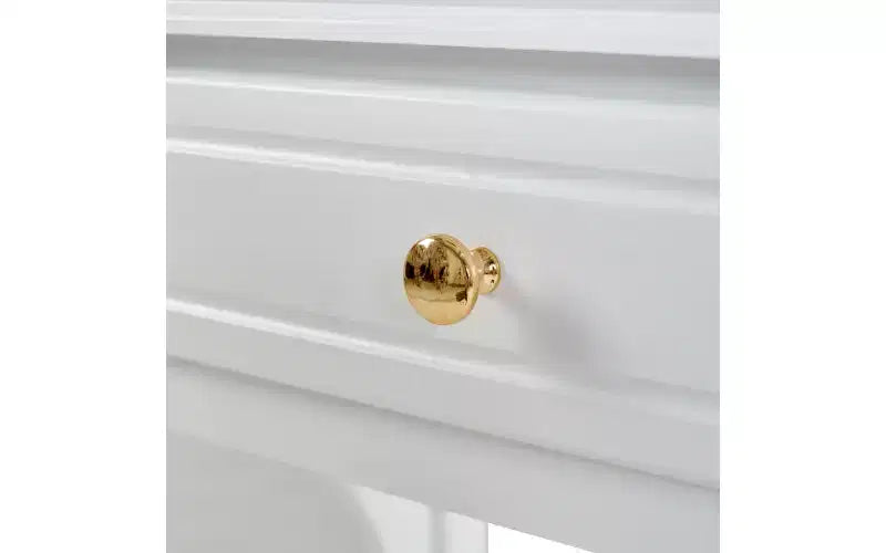 Toeletta con specchio reversibile, 5 cassetti e sgabello abbinato, bianco