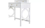 Toeletta con specchio reversibile, 5 cassetti e sgabello abbinato, bianco
