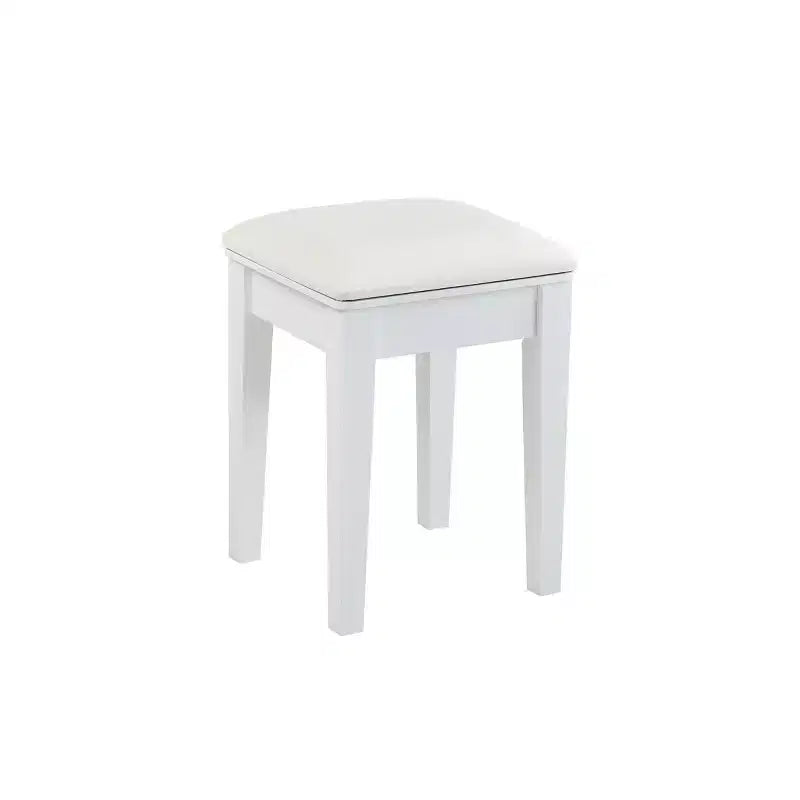 Toeletta con specchio reversibile, 5 cassetti e sgabello abbinato, bianco