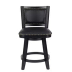 Sgabello da Bar Girevole ad Altezza Bancone con Rivestimento in Similpelle – Nero