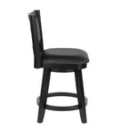 Sgabello da Bar Girevole ad Altezza Bancone con Rivestimento in Similpelle – Nero