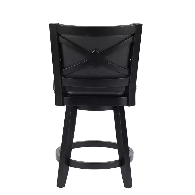 Sgabello da Bar Girevole ad Altezza Bancone con Rivestimento in Similpelle – Nero