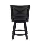 Sgabello da Bar Girevole ad Altezza Bancone con Rivestimento in Similpelle – Nero